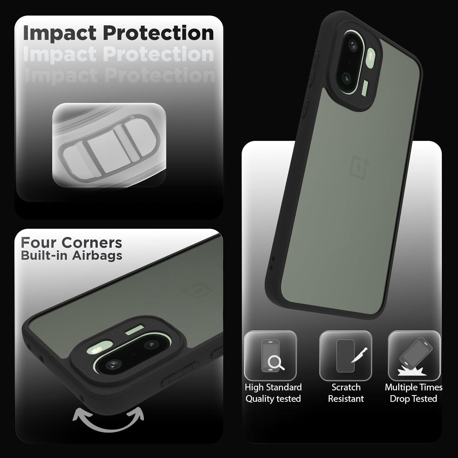 OnePlus 15R 5G Back Cover Case | Sleek Hybrid - Matte Black