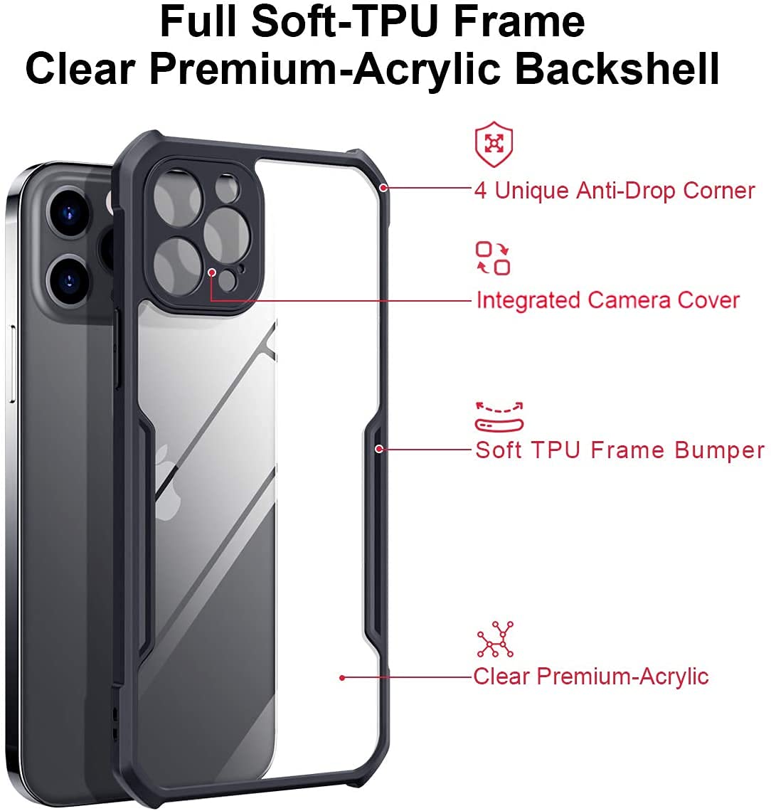 iPhone 12 Pro Max Back Cover Case | Xundd - Black