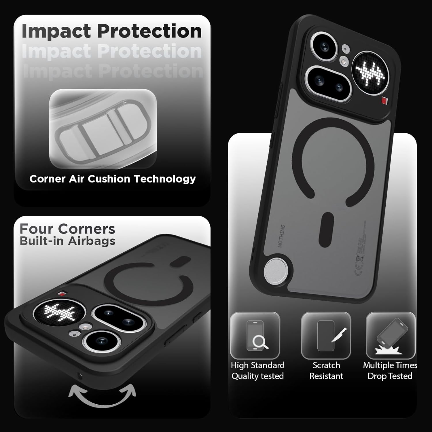 Nothing Phone 4a Pro 5G Back Cover Case | Sleek Hybrid - Matte Black Magnetic