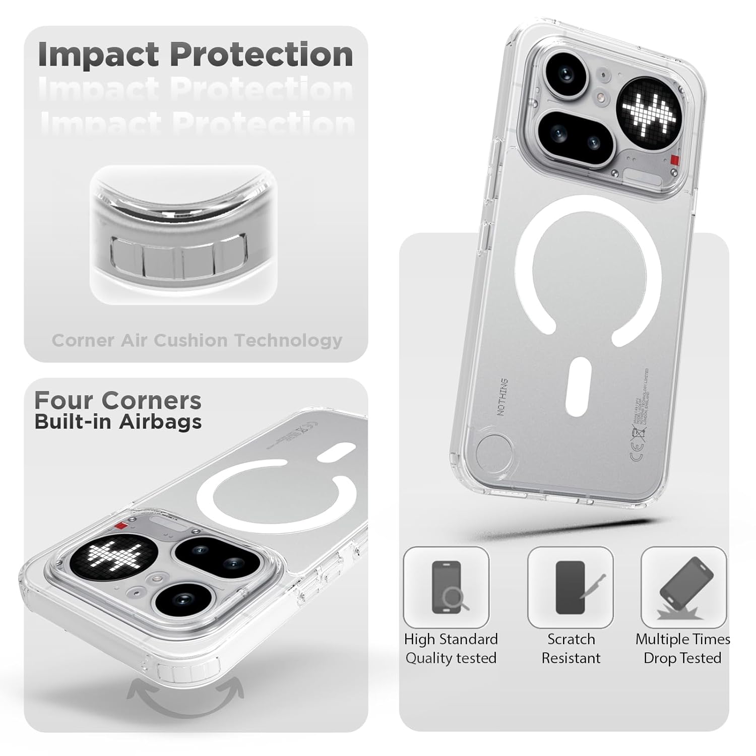 Nothing Phone 4a Pro 5G Back Cover Case | Clear Hybrid - Clear Smoke Magnetic