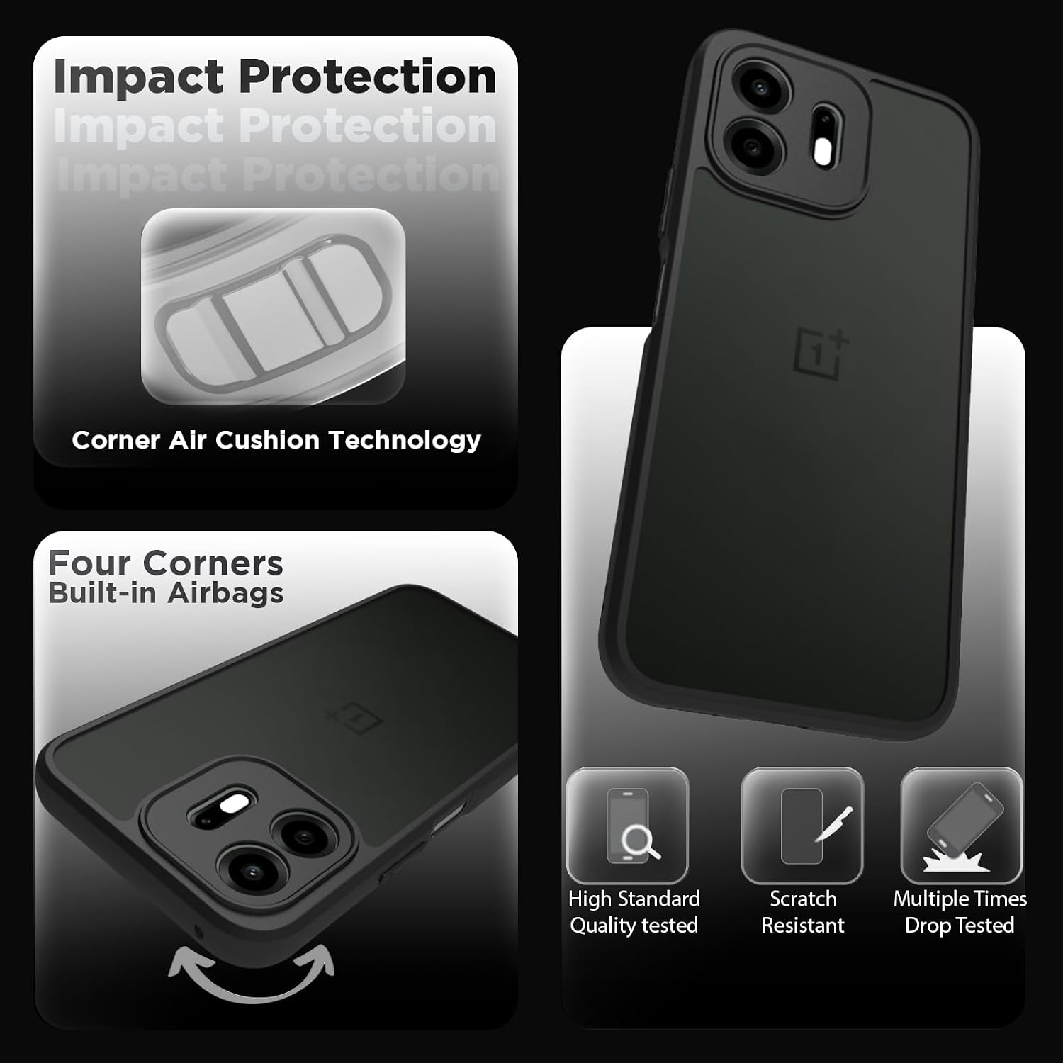 OnePlus N6 Back Cover Case | Sleek Hybrid - Matte Black