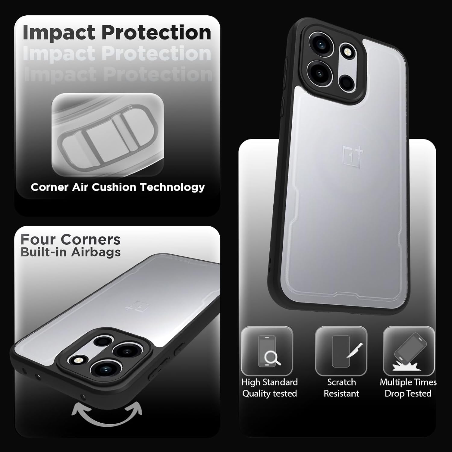 OnePlus Nord 6 5G / Nord CE 6 5G Back Cover Case | Clear Hybrid - Clear Black