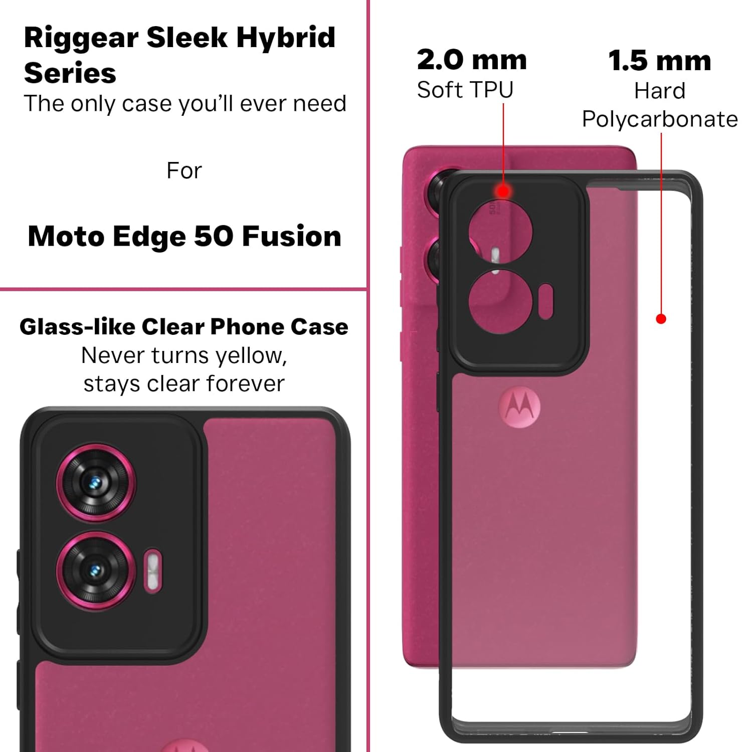 Motorola Edge 50 Fusion / Moto G96 Back Cover Case | Sleek Hybrid - Clear