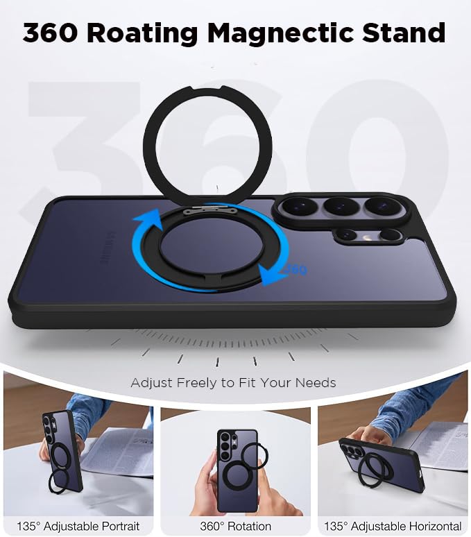 Samsung Galaxy S26 Ultra Ring Stand Back Cover Case | Clear - Clear Black Magnetic