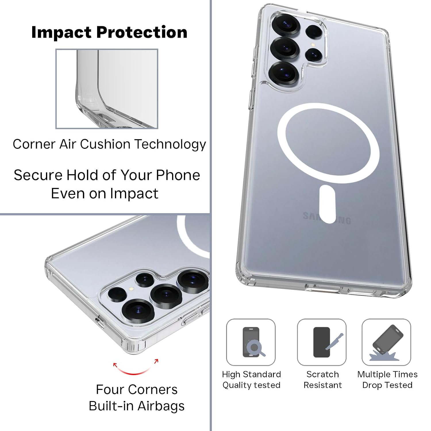 Samsung Galaxy S25 Ultra  Back Cover Case | Sleek Hybrid - Clear Magnetic