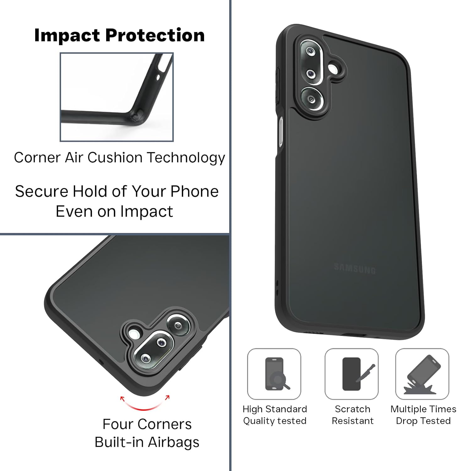 Samsung Galaxy M36 5G / F36 5G Back Cover Case | Sleek Hybrid - Matte Black
