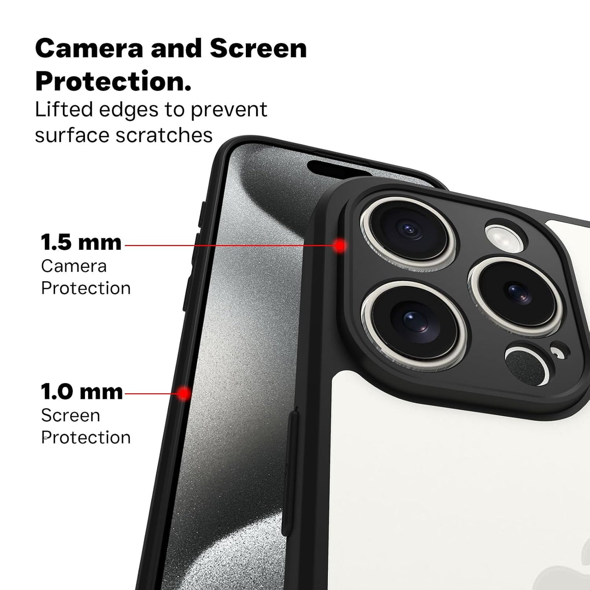 iPhone 15 Pro Back Cover Case | Sleek Hybrid - Clear Black