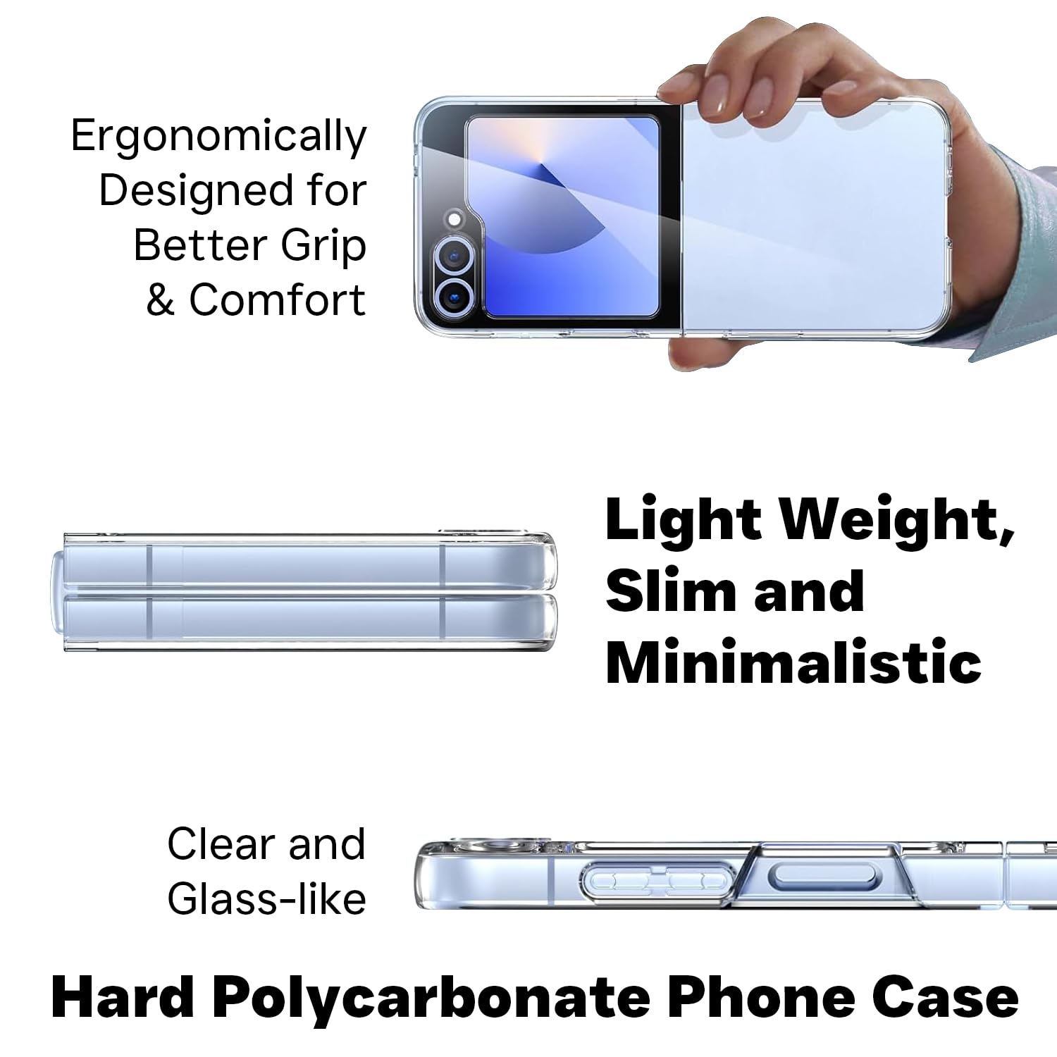 Samsung Galaxy Z Flip 6 / Z Flip 7 FE Back Cover Case | Crystal Hard Shell - Clear