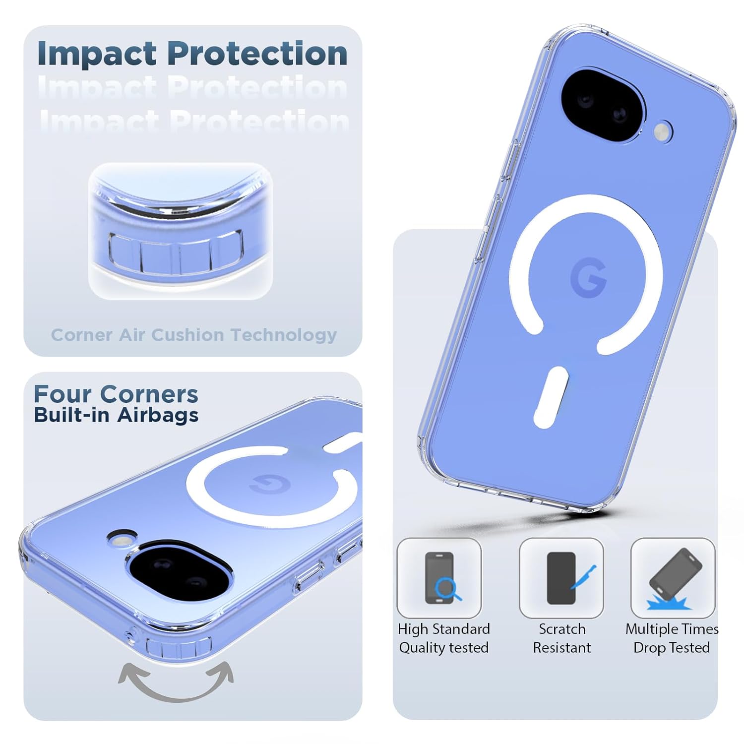 Google Pixel 10a Back Cover Case | Clear Hybrid - Clear Black Magnetic