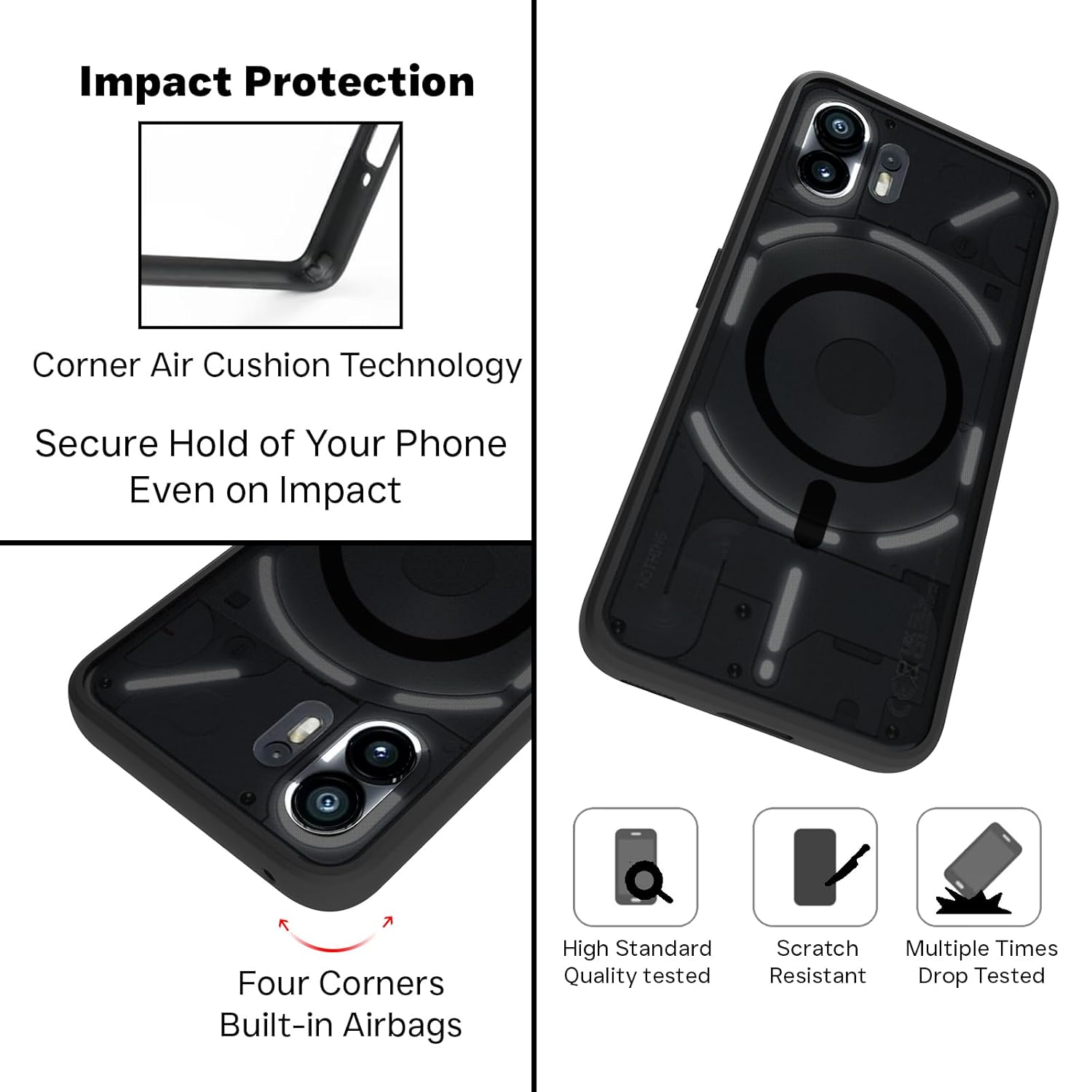 Nothing Phone 2 Back Cover Case | Sleek Hybrid - Matte Black Magnetic