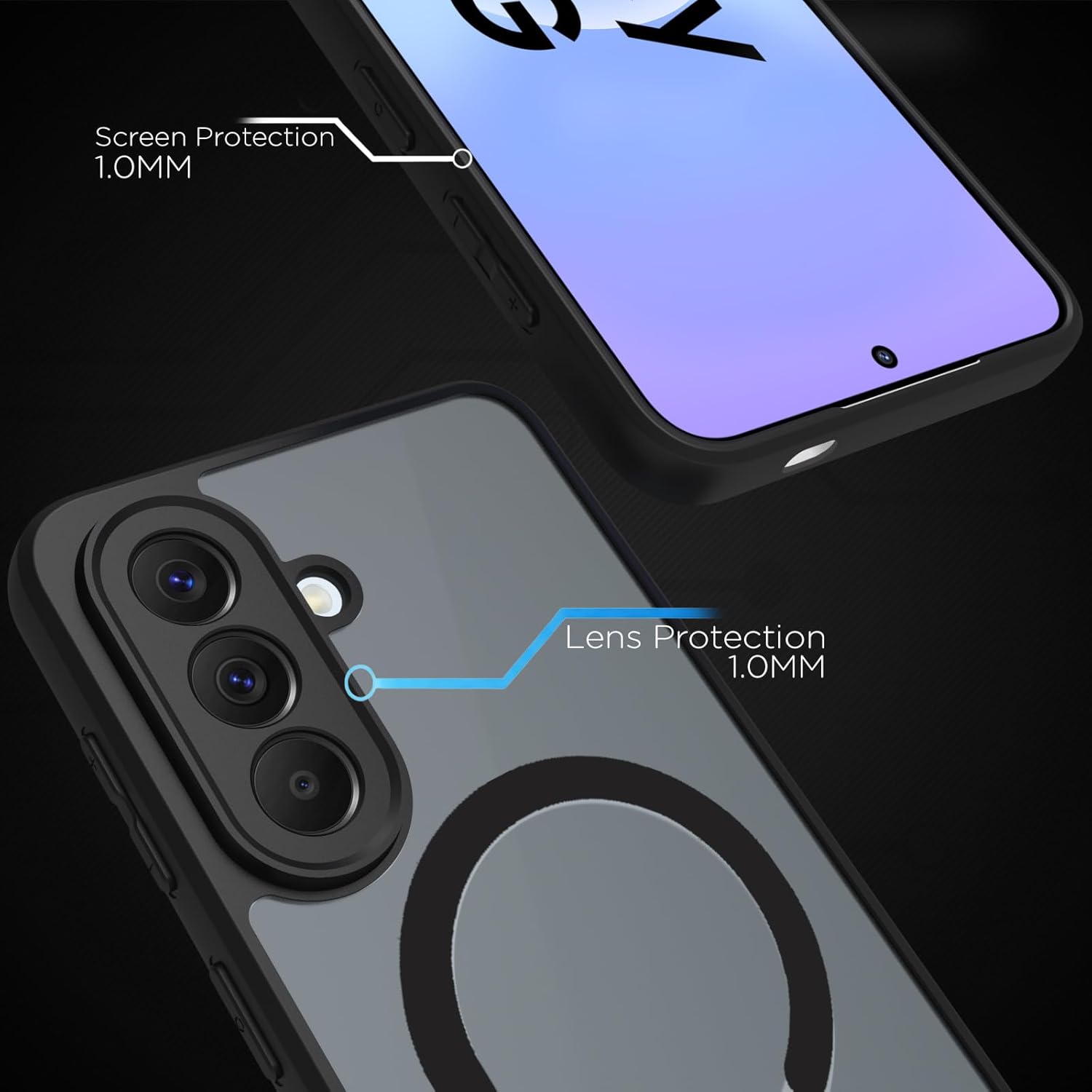 Samsung Galaxy A57 5G Back Cover Case | Sleek Hybrid - Matte Black Magnetic