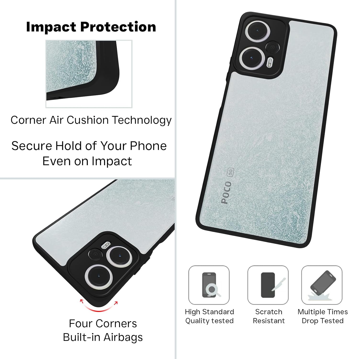 Poco F5 5G Back Cover Case | Sleek Hybrid - Clear Black