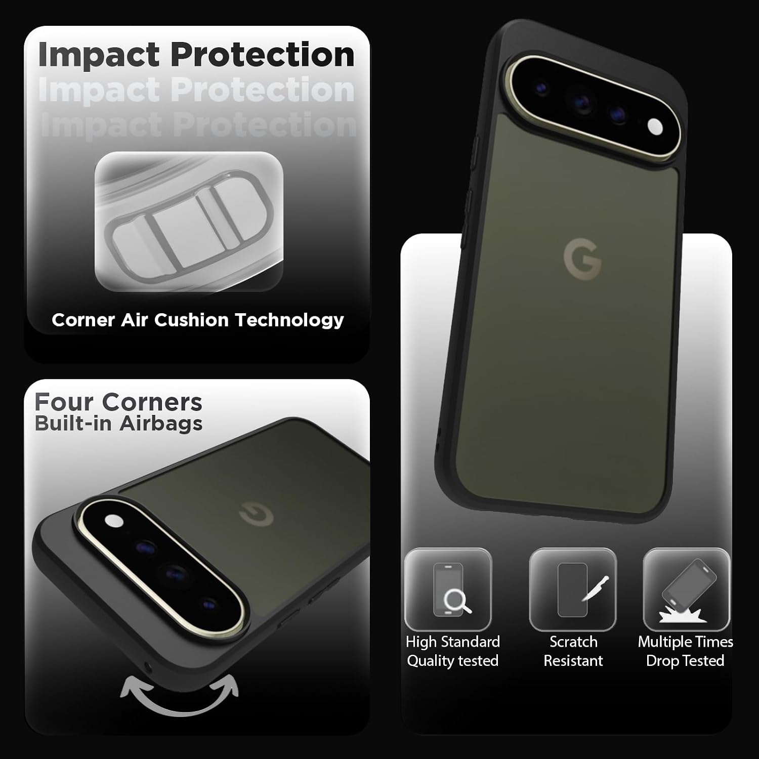 Google Pixel 11 Pro XL Back Cover Case | Sleek Hybrid - Matte Black