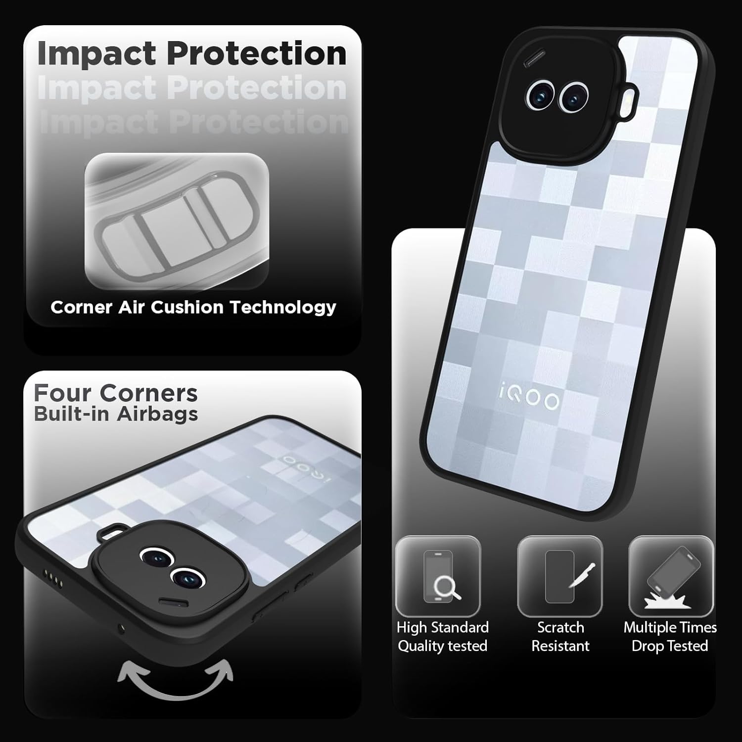 iQOO 15R Back Cover Case | Sleek Hybrid - Clear Black