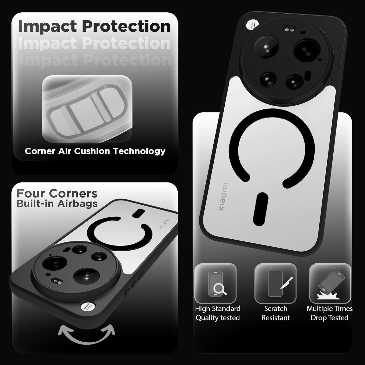 Xiaomi 17 Ultra Back Cover Case | Clear Hybrid - Clear Black Magnetic