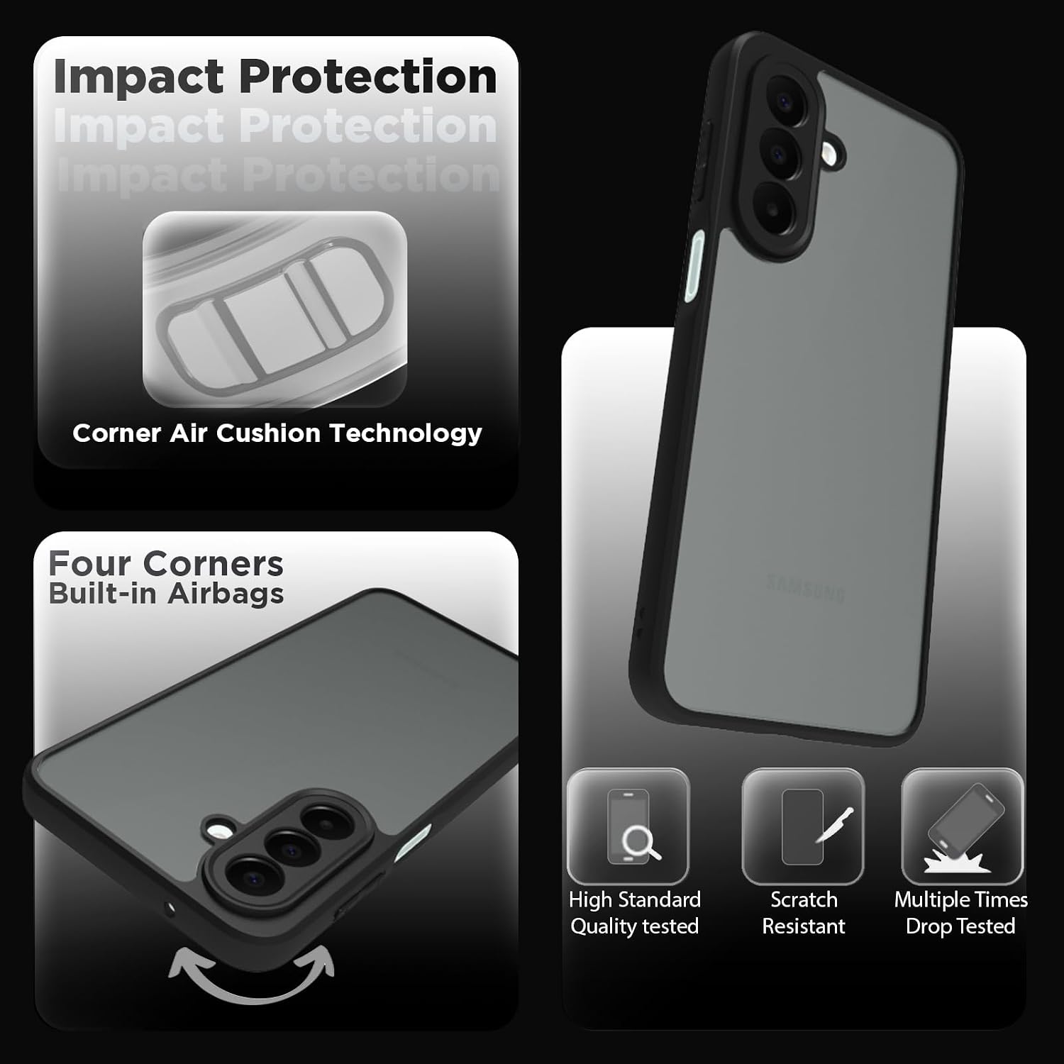 Samsung Galaxy A27 Back Cover Case | Sleek Hybrid - Matte Black