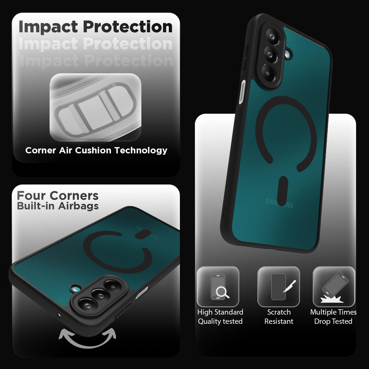Samsung Galaxy F70 Pro Back Cover Case | Sleek Hybrid - Matte Black Magnetic