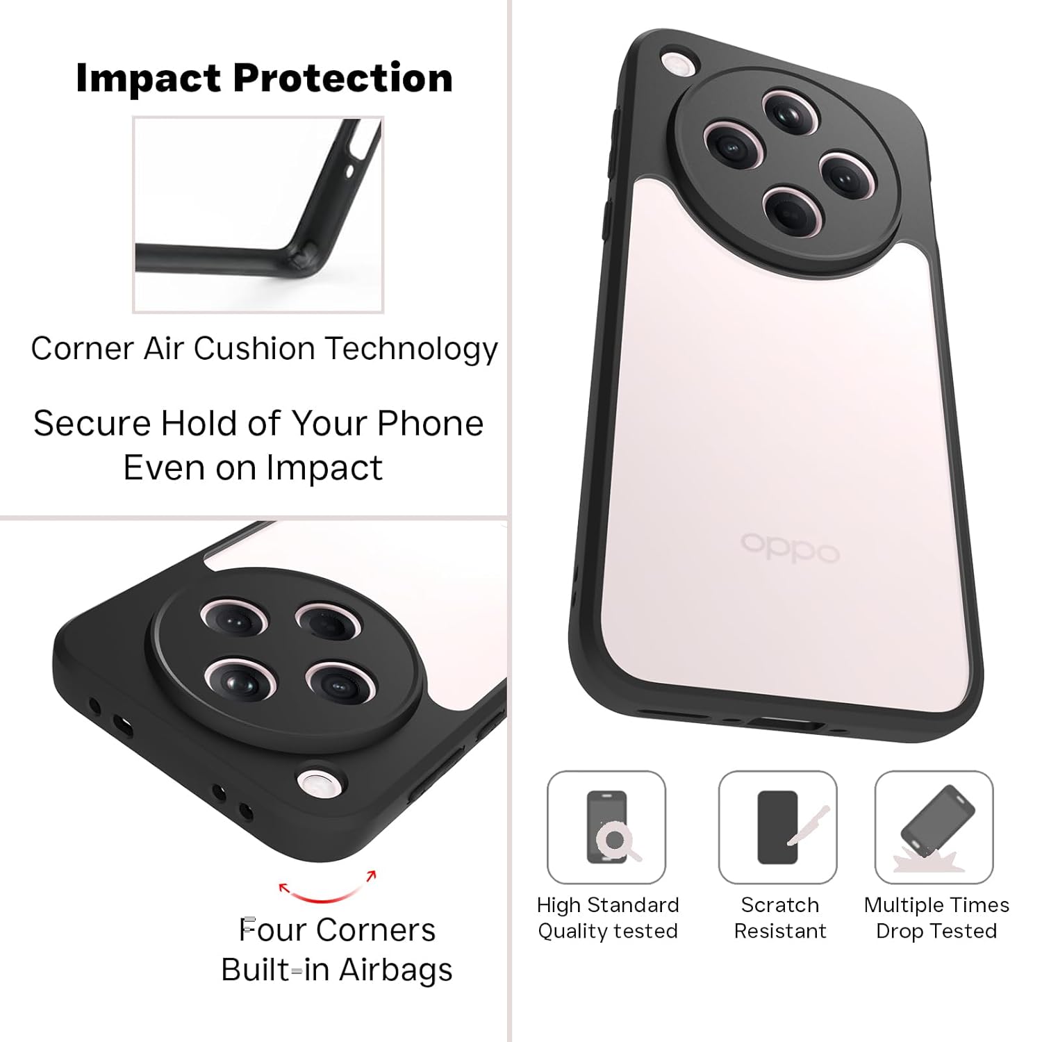 Oppo Find X8 5G Back Cover Case | Clear Hybrid - Clear Black