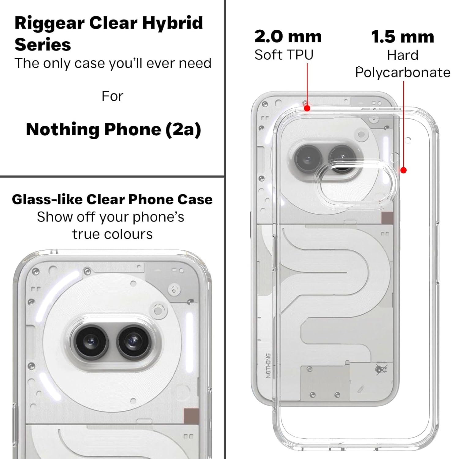 Nothing Phone 2A / Phone 2A Plus Back Cover Case | Clear Hybrid - Clear