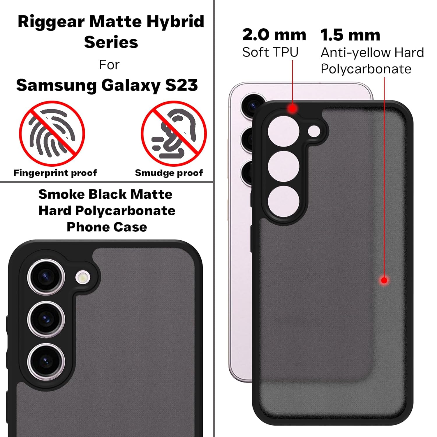 Samsung Galaxy S23 Back Cover Case | Sleek Hybrid - Matte Black