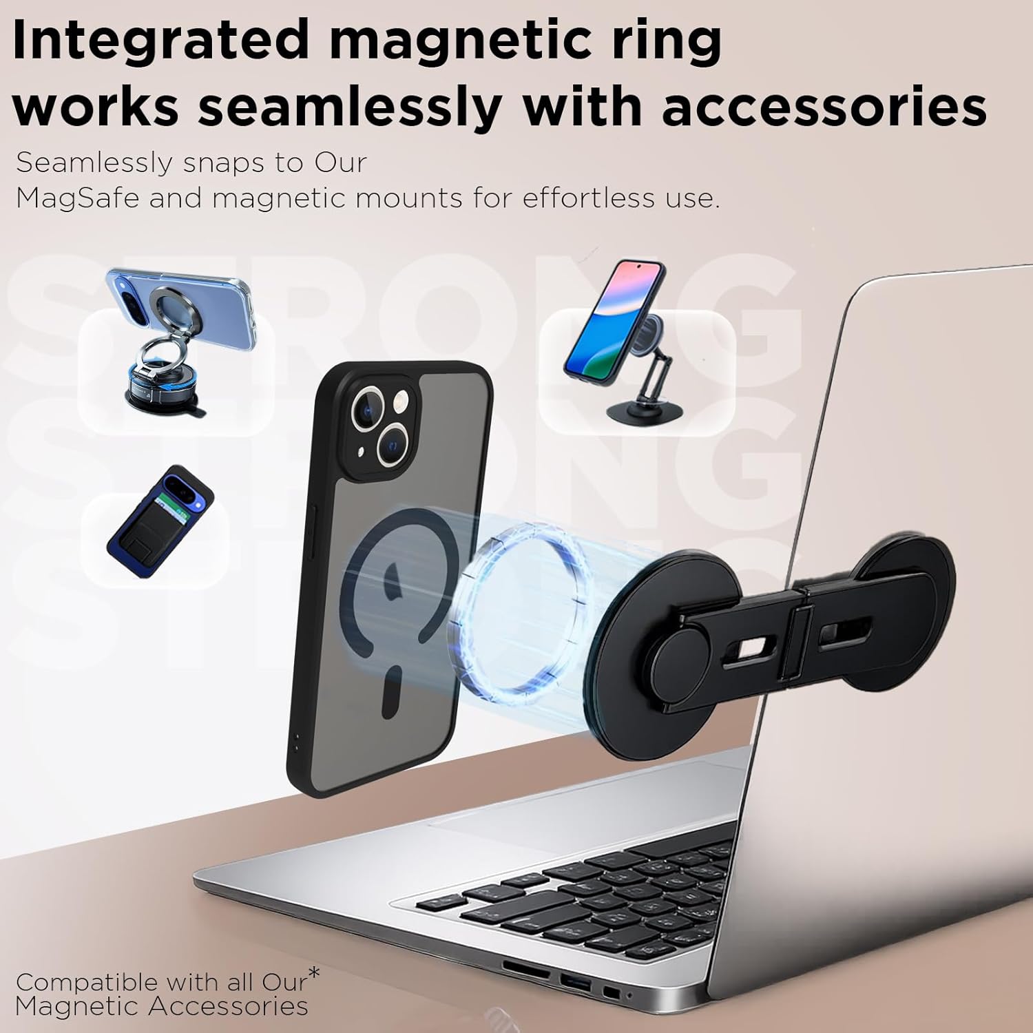 iPhone 13 Back Cover Case | Sleek Hybrid - Matte Black Magnetic