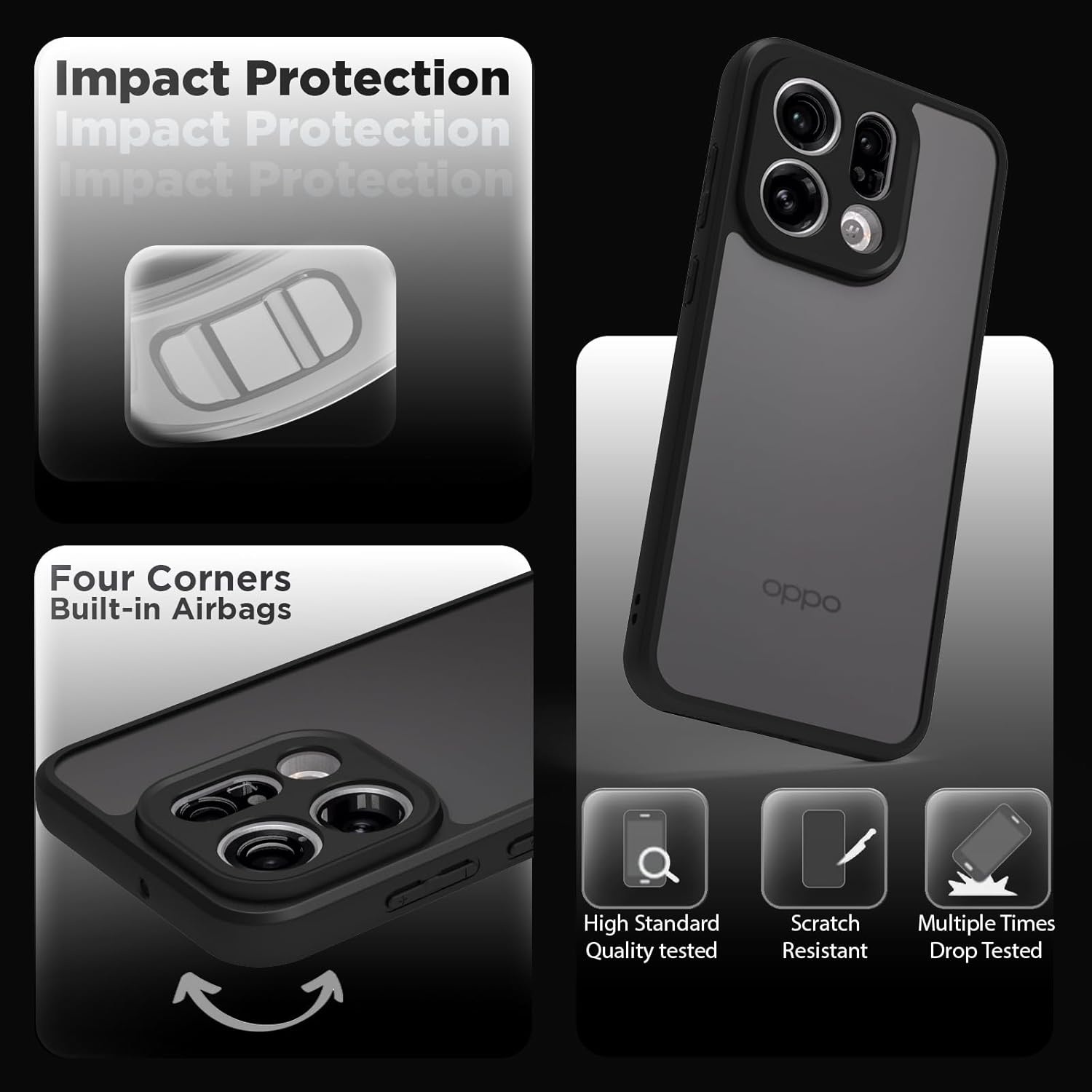 Oppo Find X9 5G Back Cover Case | Sleek Hybrid - Matte Black