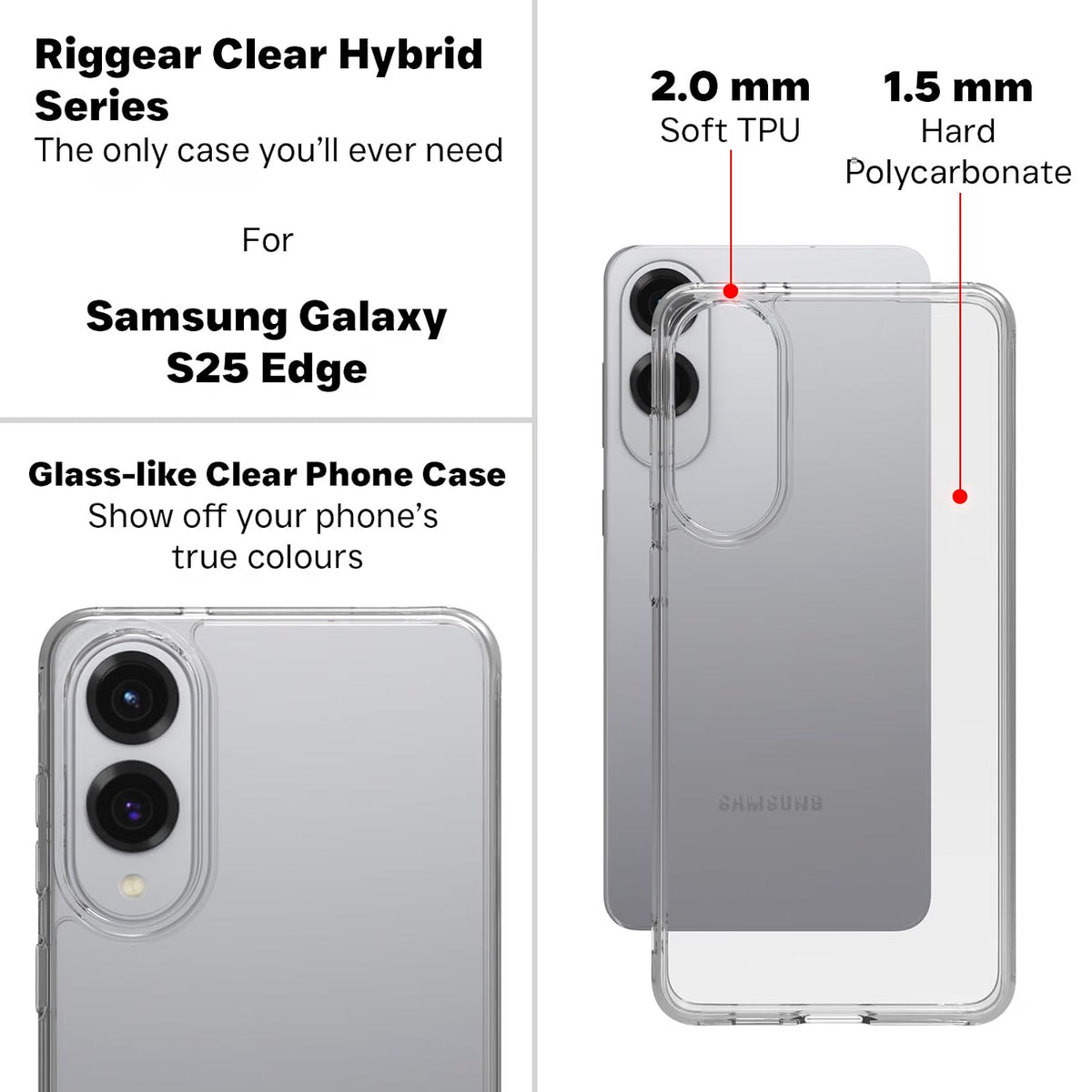 Samsung Galaxy S25 Edge Back Cover Case | Clear Hybrid - Clear
