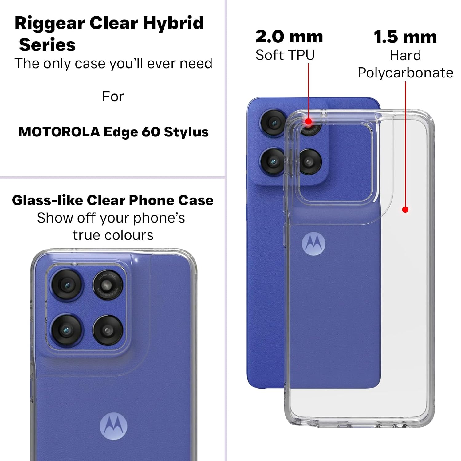 Motorola Edge 60 Stylus Back Cover Case | Clear hybrid - Clear