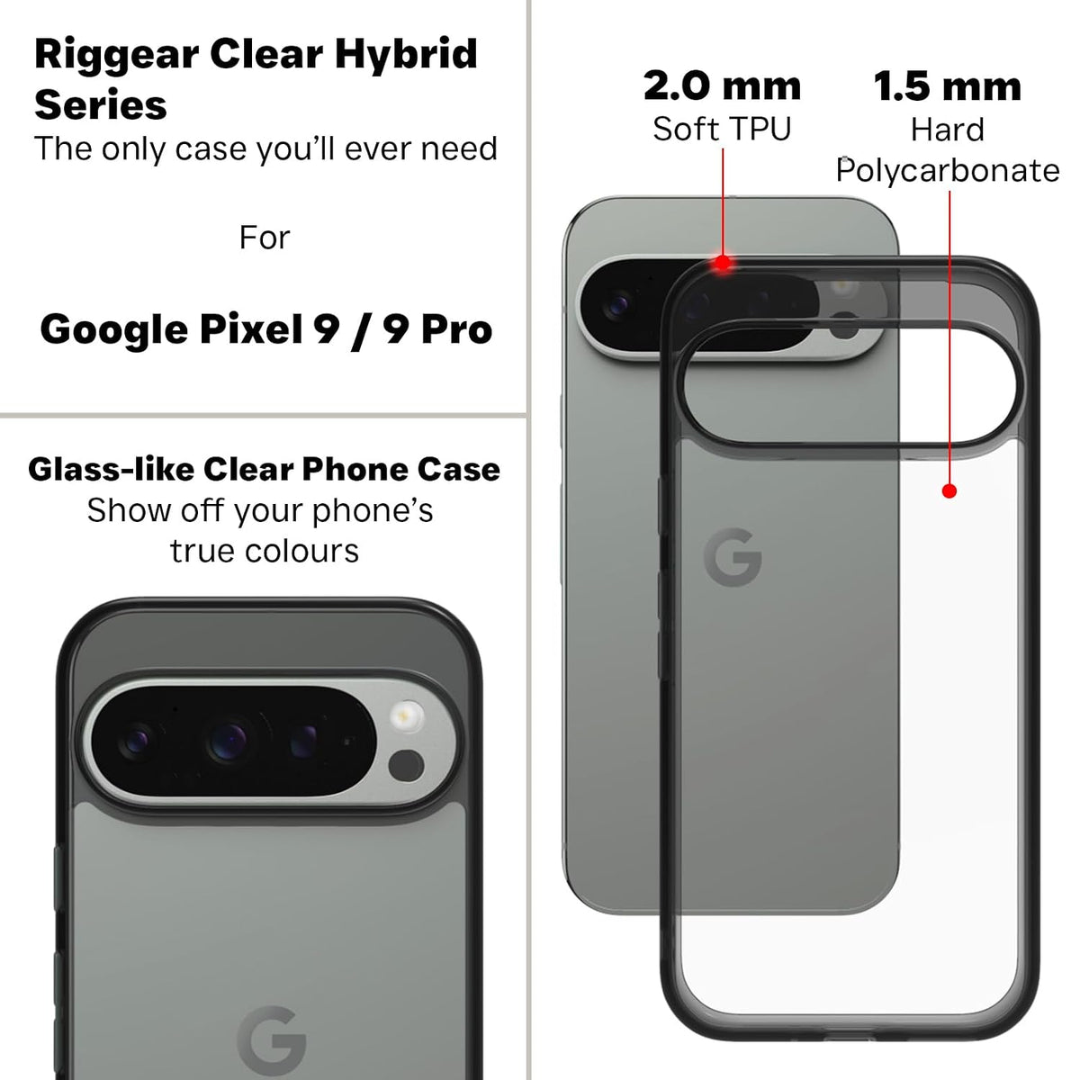 Google Pixel 9 / Pixel 9 Pro Back Cover Case |  Clear Hybrid - Clear