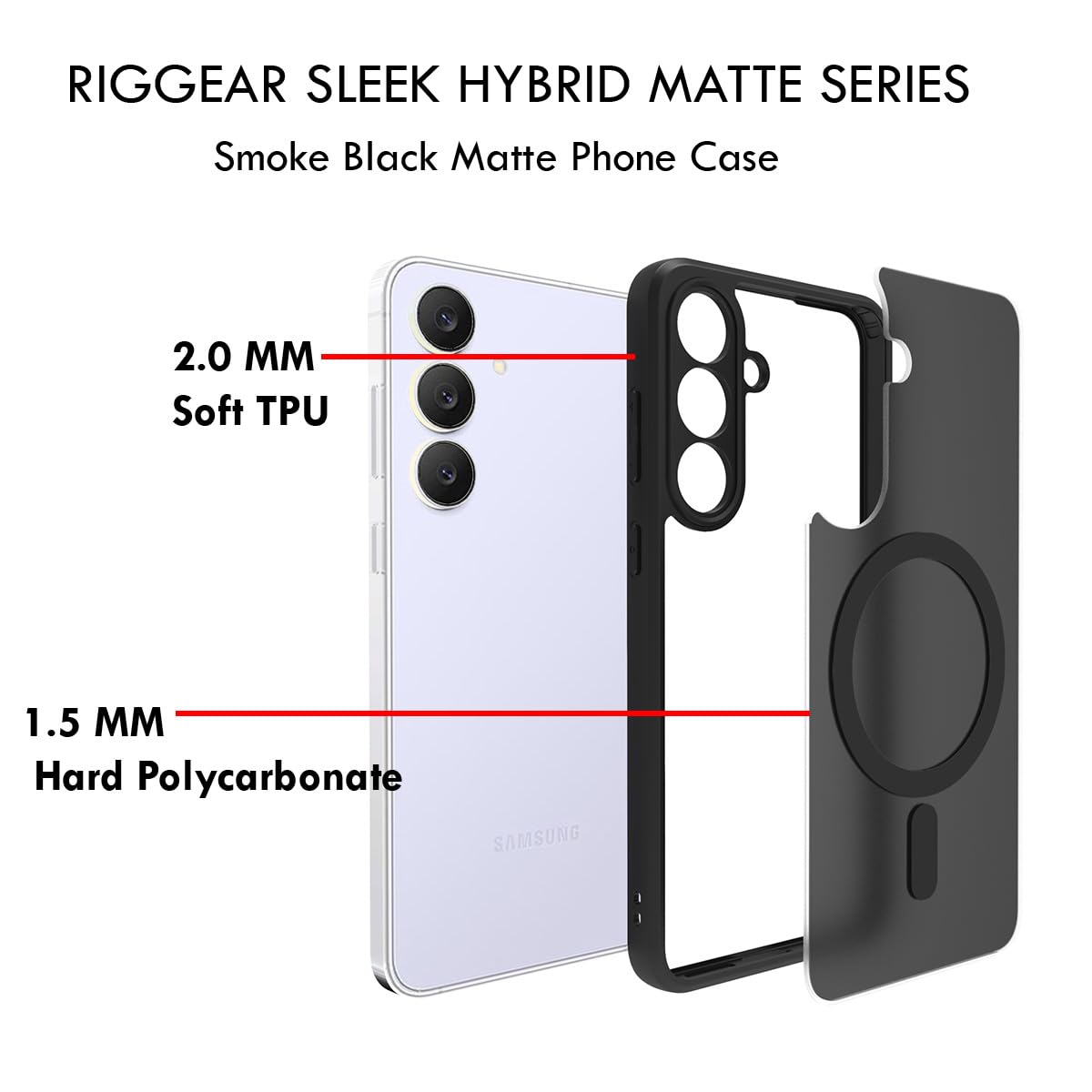 Samsung Galaxy S25 FE 5G Back Cover Case | Sleek Hybrid - Matte Black Magnetic