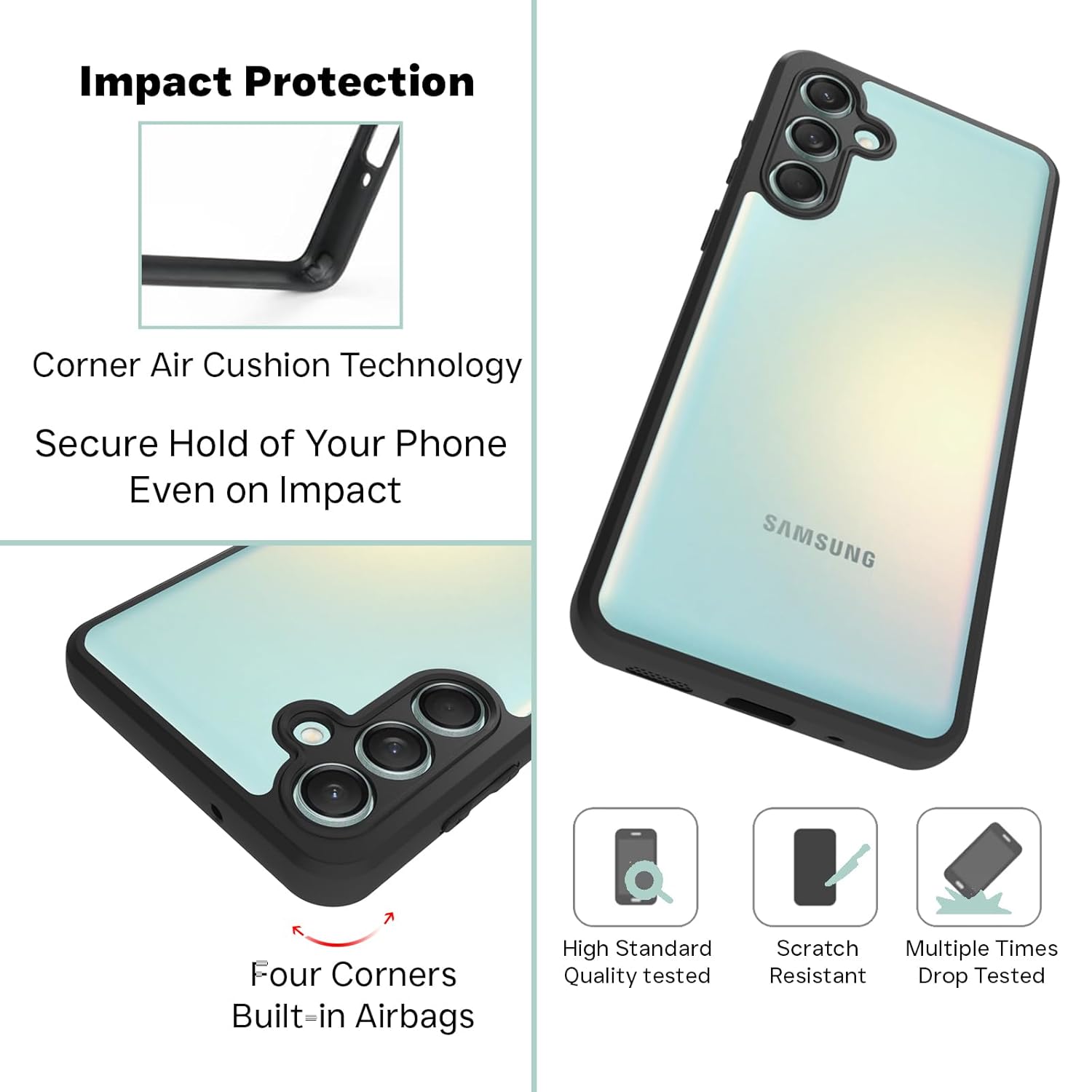 Samsung Galaxy M55 5G / Galaxy F55 5G / Galaxy M55s 5G Back Cover Case | Clear Hybrid - Clear Black