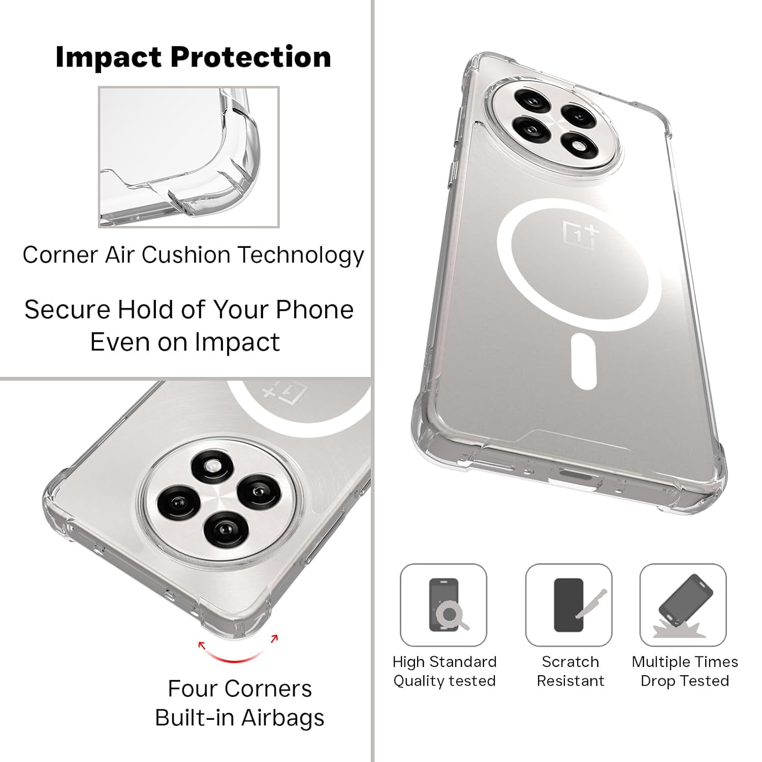 OnePlus 13R 5G Back Cover Case | Clear Hybrid - Clear Smoke Magnetic