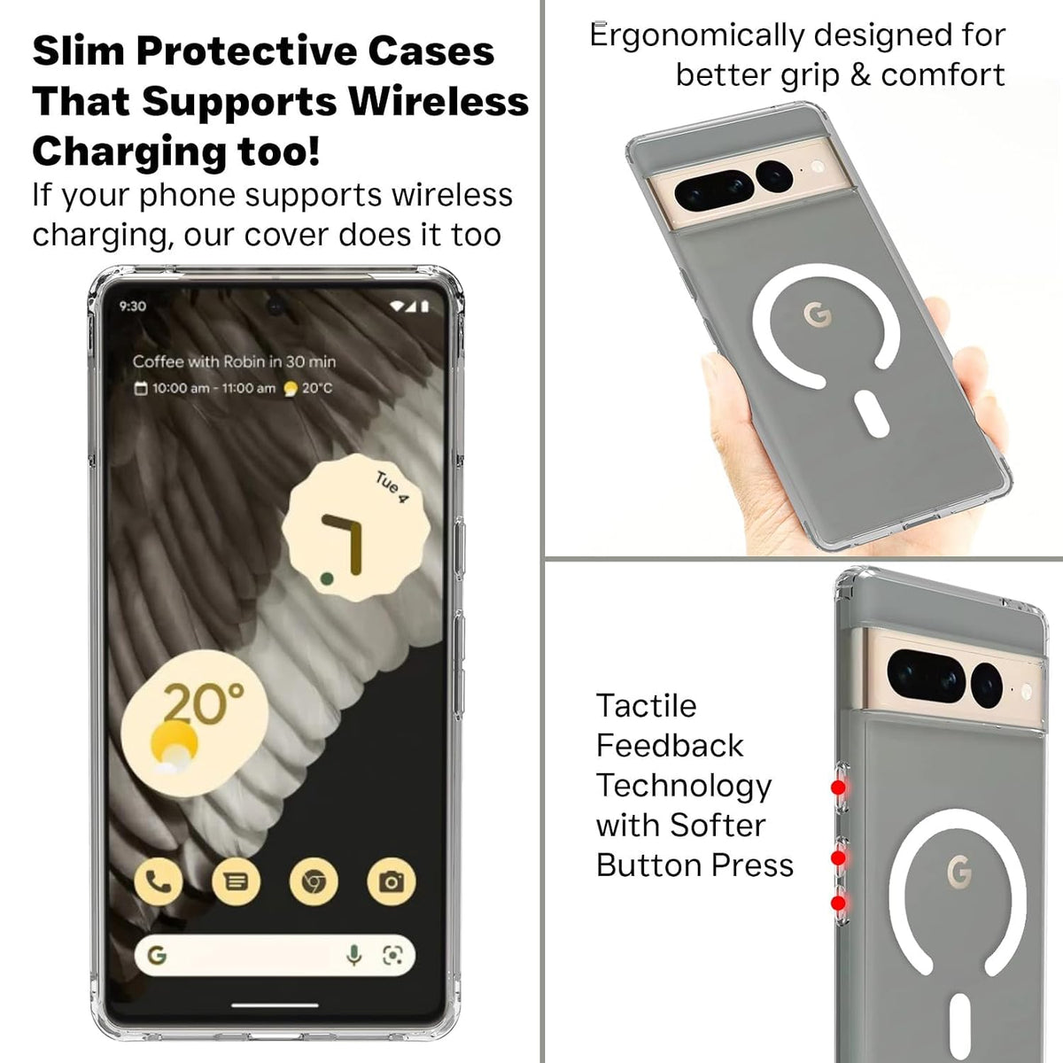 Google Pixel 7 Pro Back Cover Case | Clear Hybrid - Clear Magnetic
