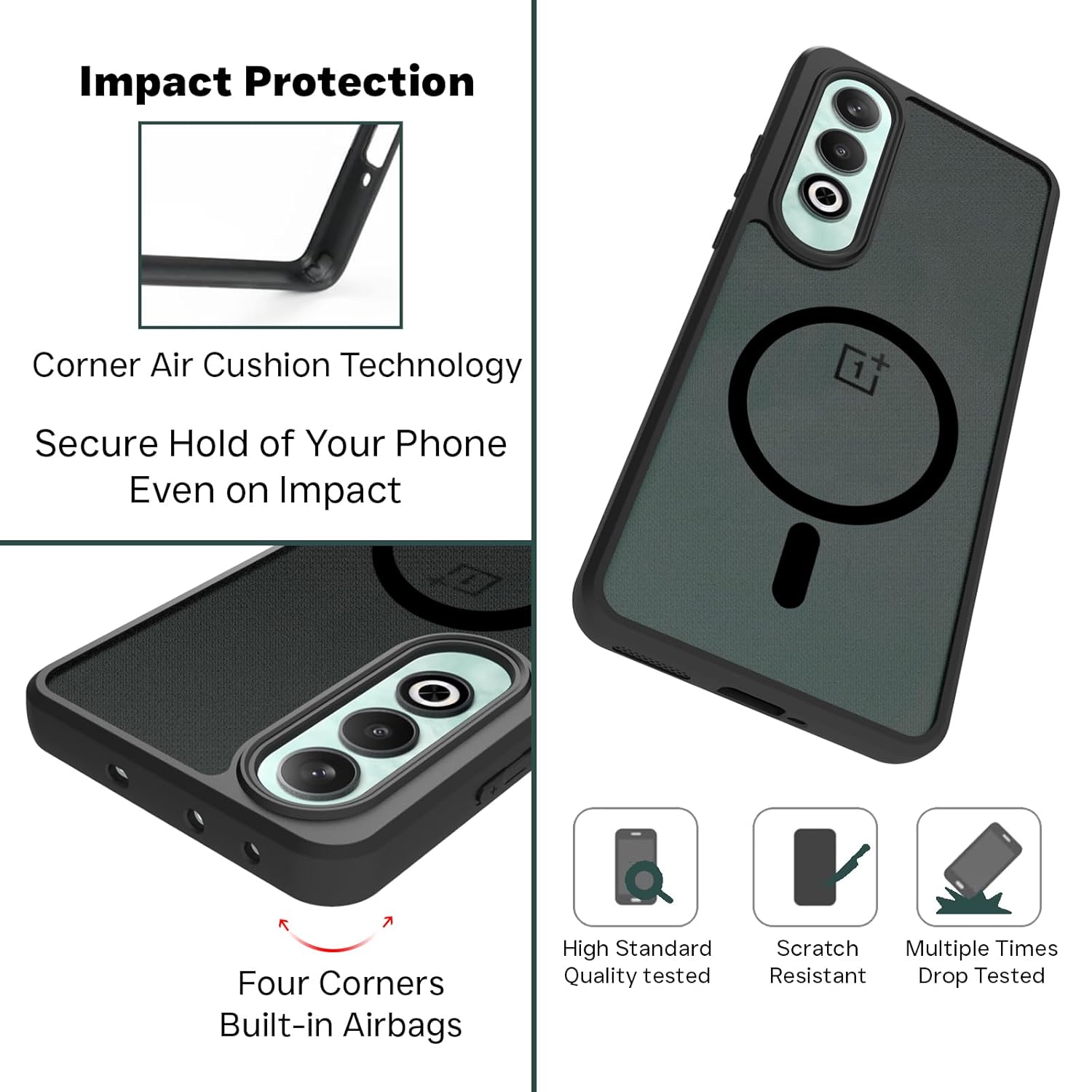 OnePlus Nord CE4 5G Back Cover Case | Sleek Hybrid - Matte Black Magnetic