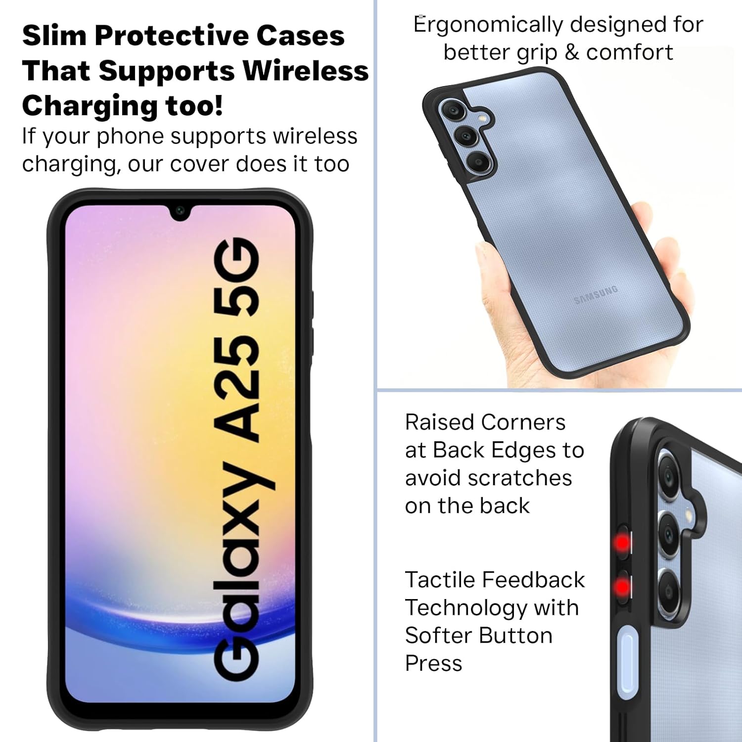Samsung Galaxy A25 5G Back Cover Case | Tough Hybrid - Clear Black