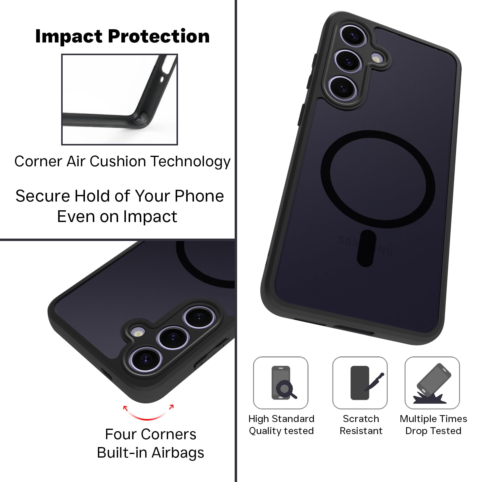 Samsung Galaxy S24 5G Back Cover Case | Sleek Hybrid - Matte Black Magnetic
