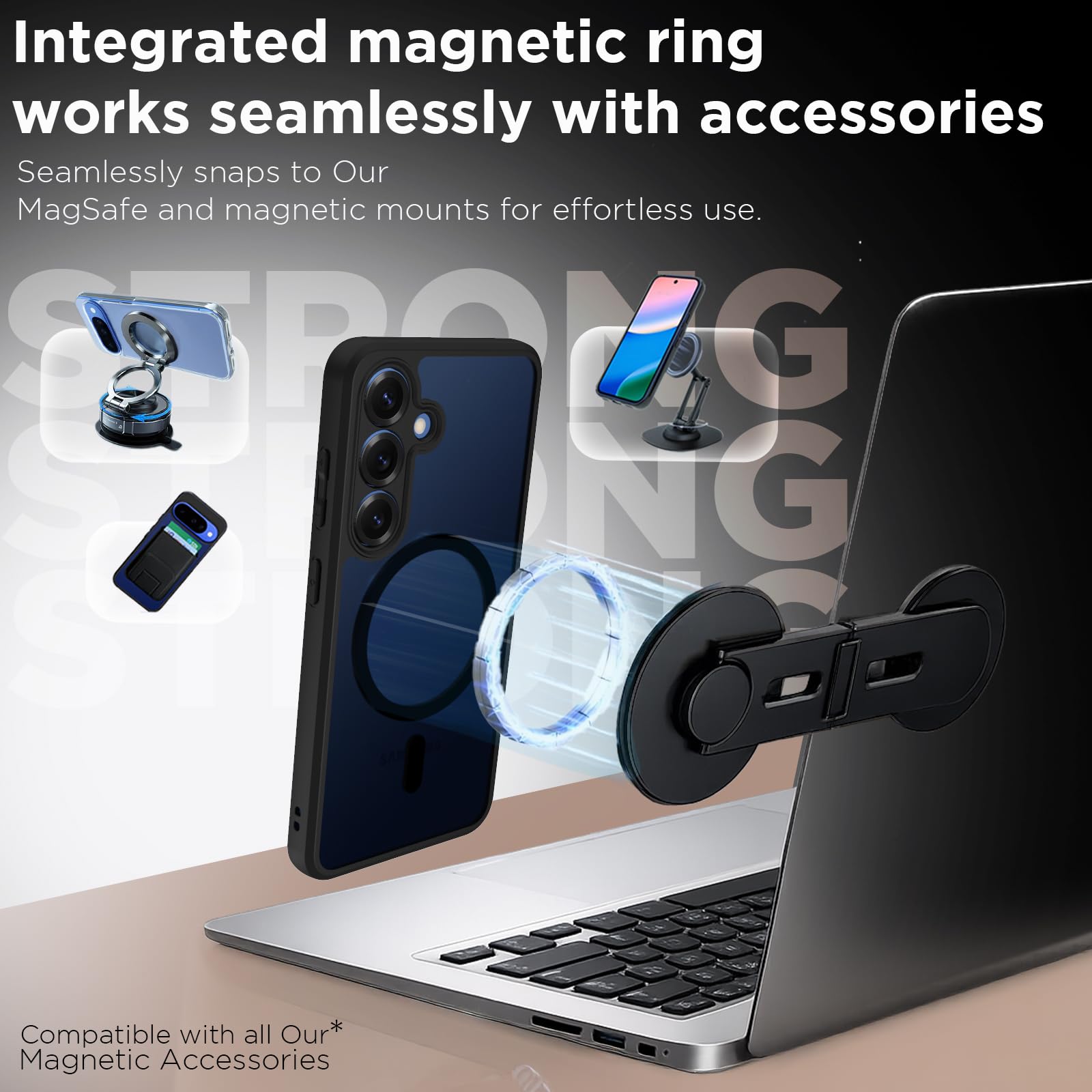 Samsung Galaxy S25 Back Cover Case | Sleek Hybrid - Matte Black Magnetic