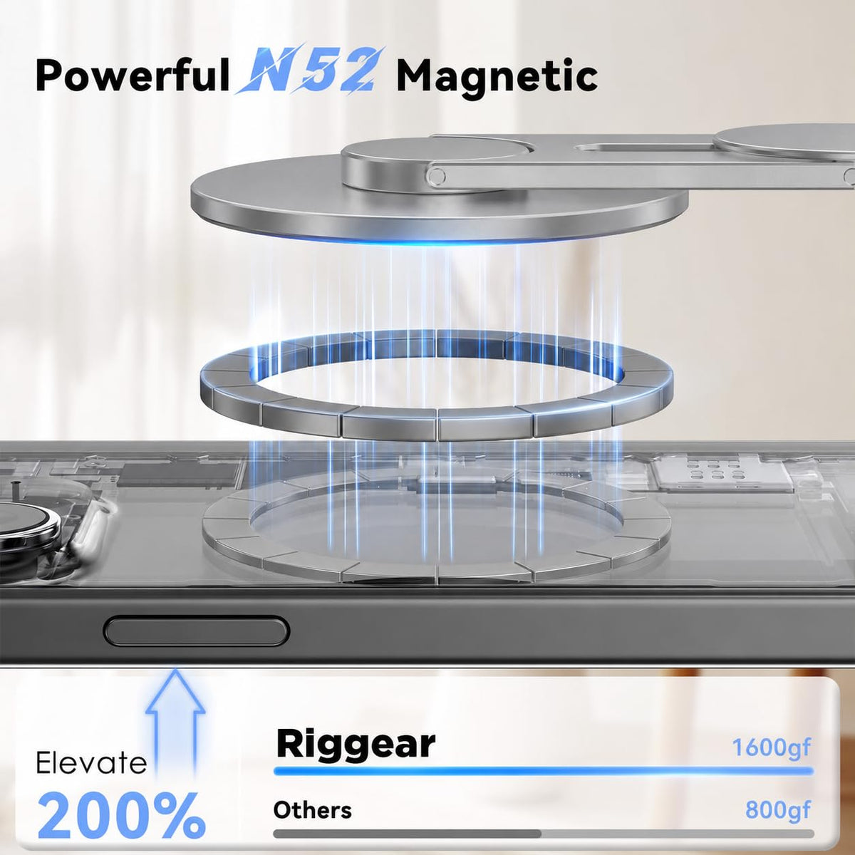 Magnetic Laptop Phone Mount | Grey