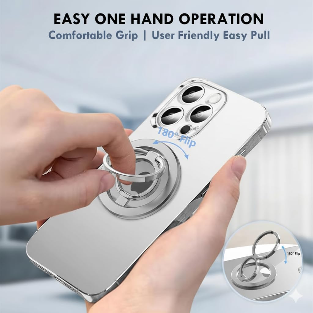 MagSafe Phone Grip & Stand | Dual Ring Holder - Silver Storm