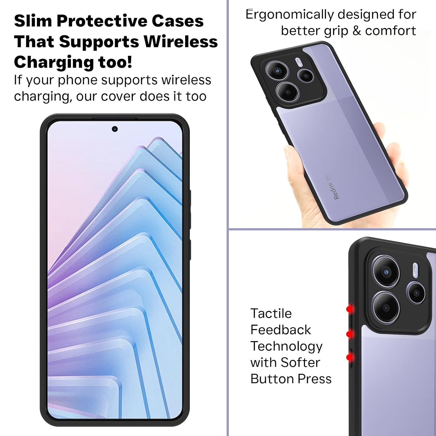 Redmi Note 14 5G Back Cover Case | Sleek Hybrid - Clear