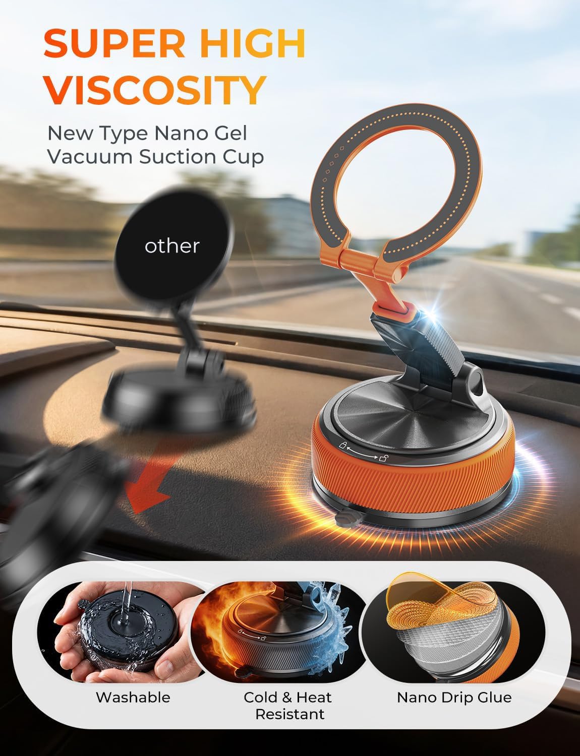 Magnetic Phone Mount Detachable | Orange