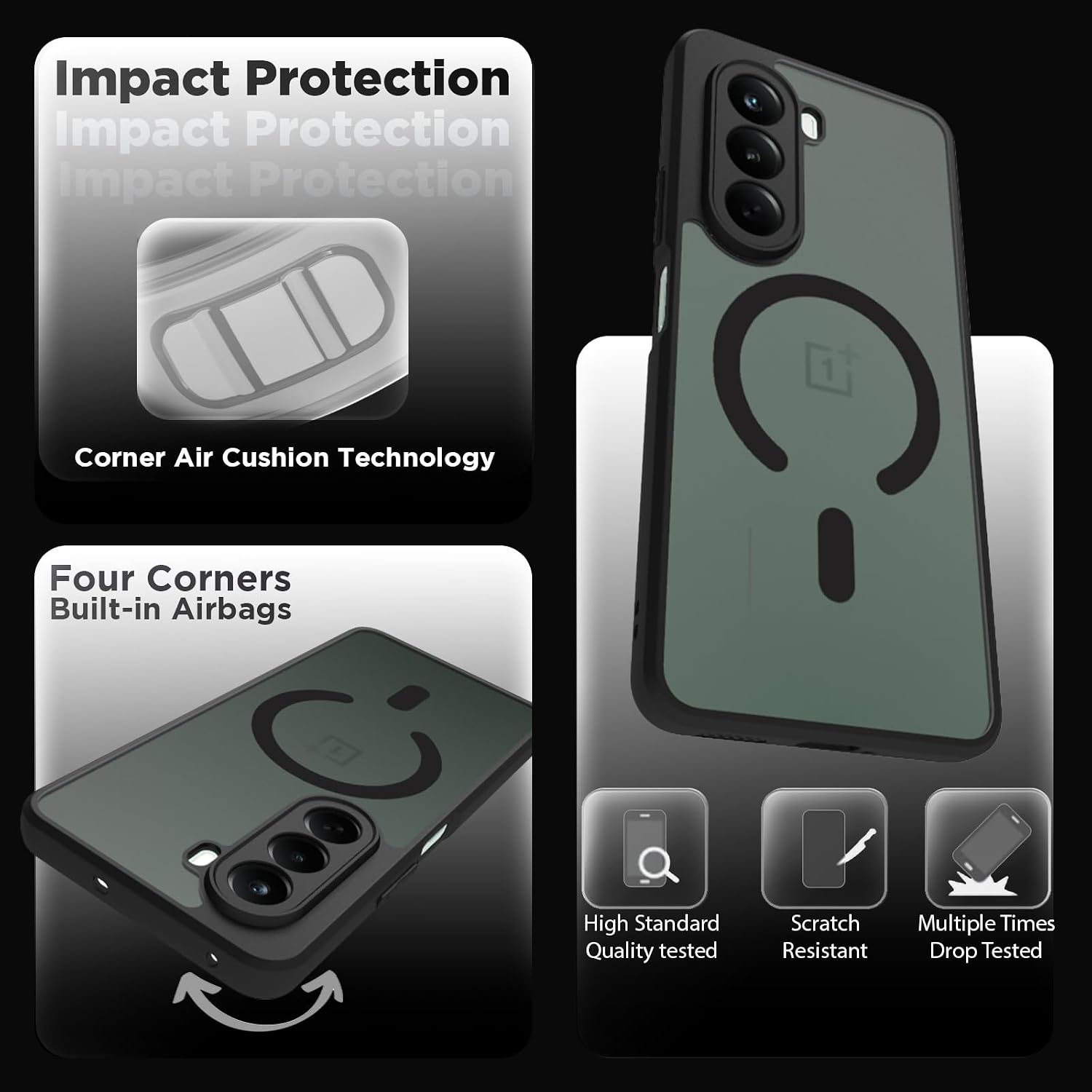OnePlus Nord CE6 Lite 5G Back Cover Case | Sleek Hybrid - Matte Black Magnetic