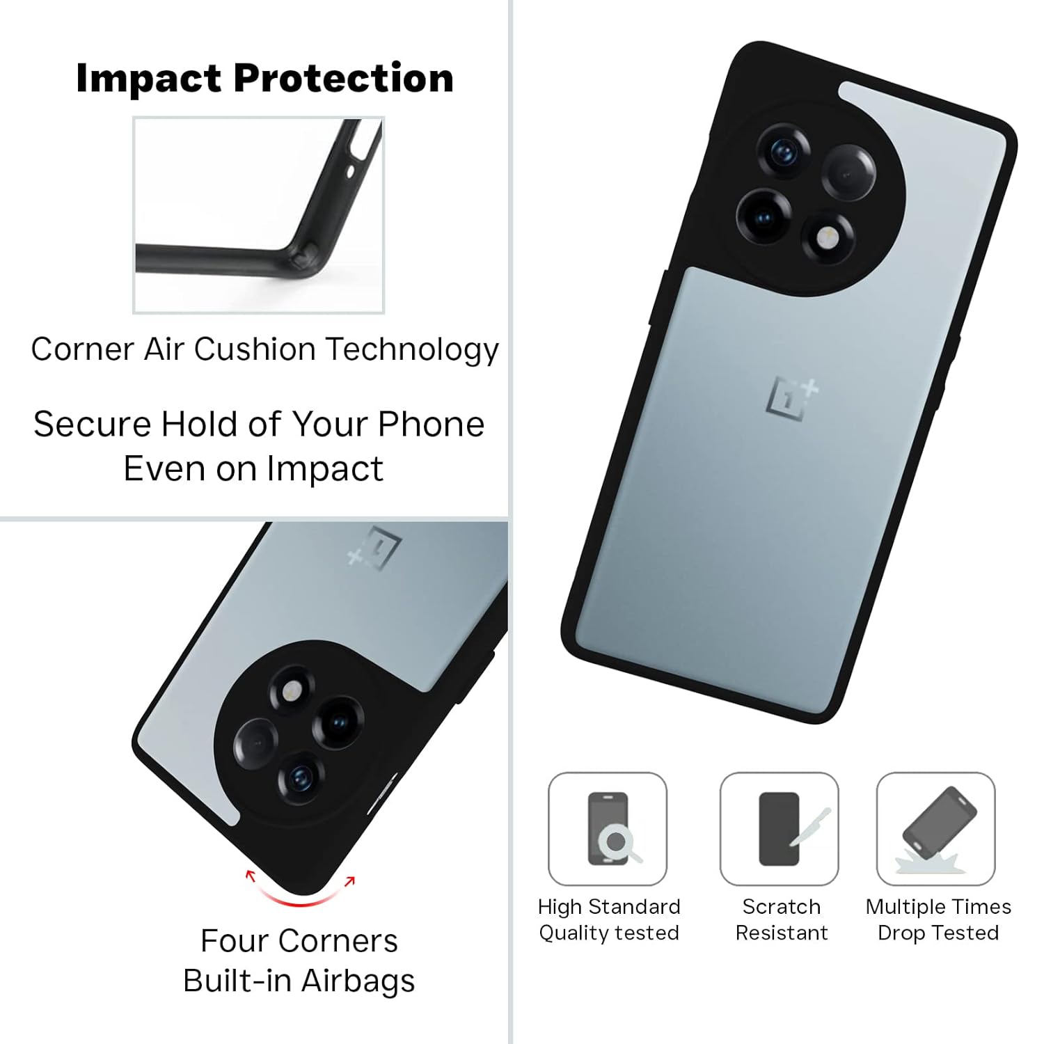 OnePlus 11 Back Cover Case | Sleek Hybrid - Clear Black