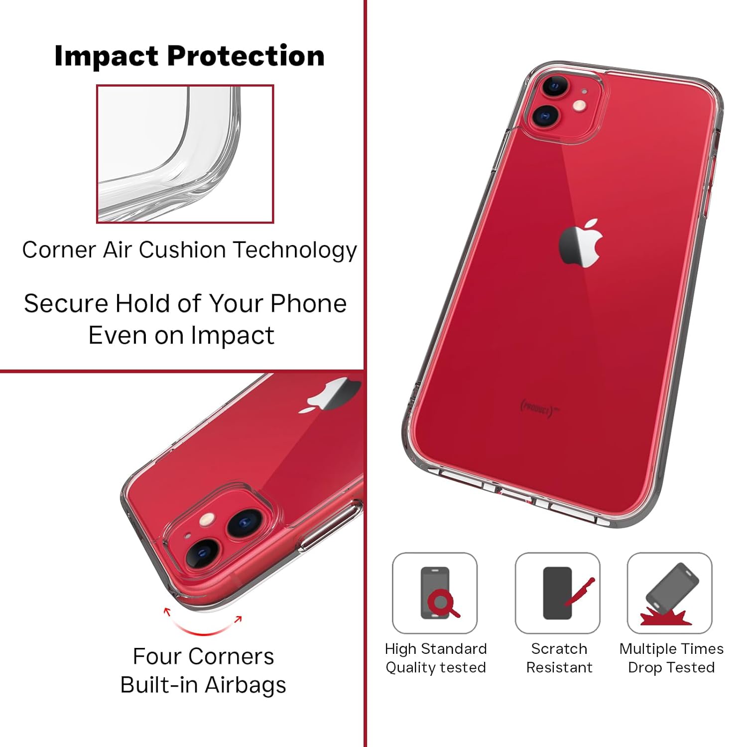 iPhone 11 Back Cover Case | Clear Hybrid - Clear