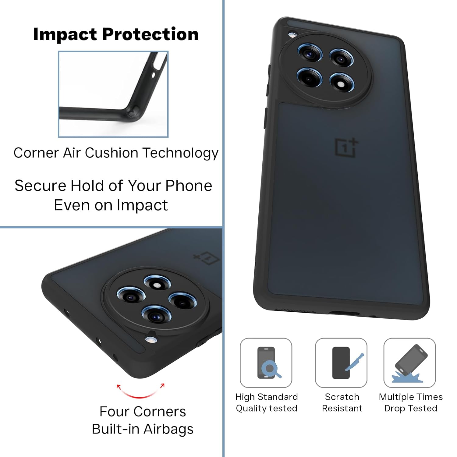 OnePlus 12R Back Cover Case | Sleek Hybrid - Matte Black