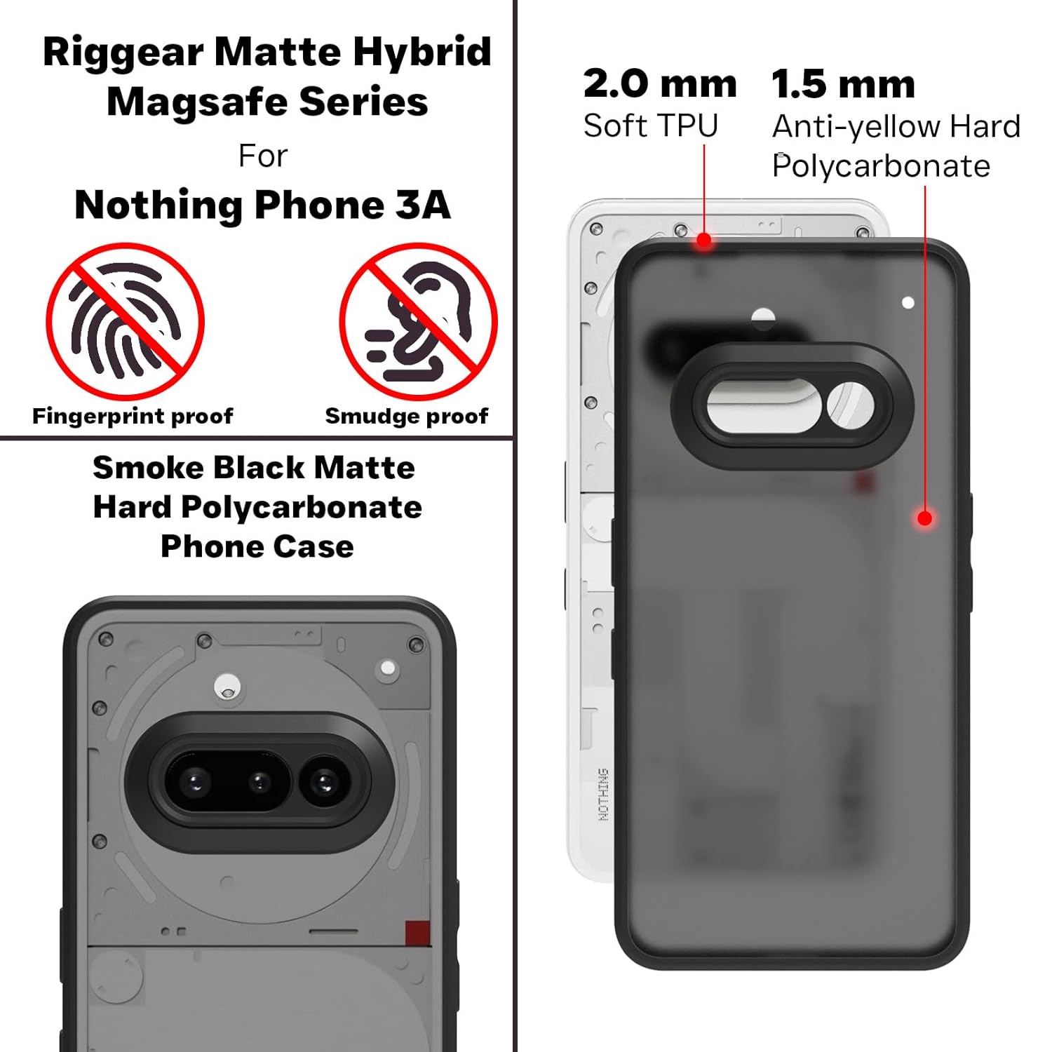Nothing Phone 3a Back Cover Case | Sleek Hybrid - Matte Black