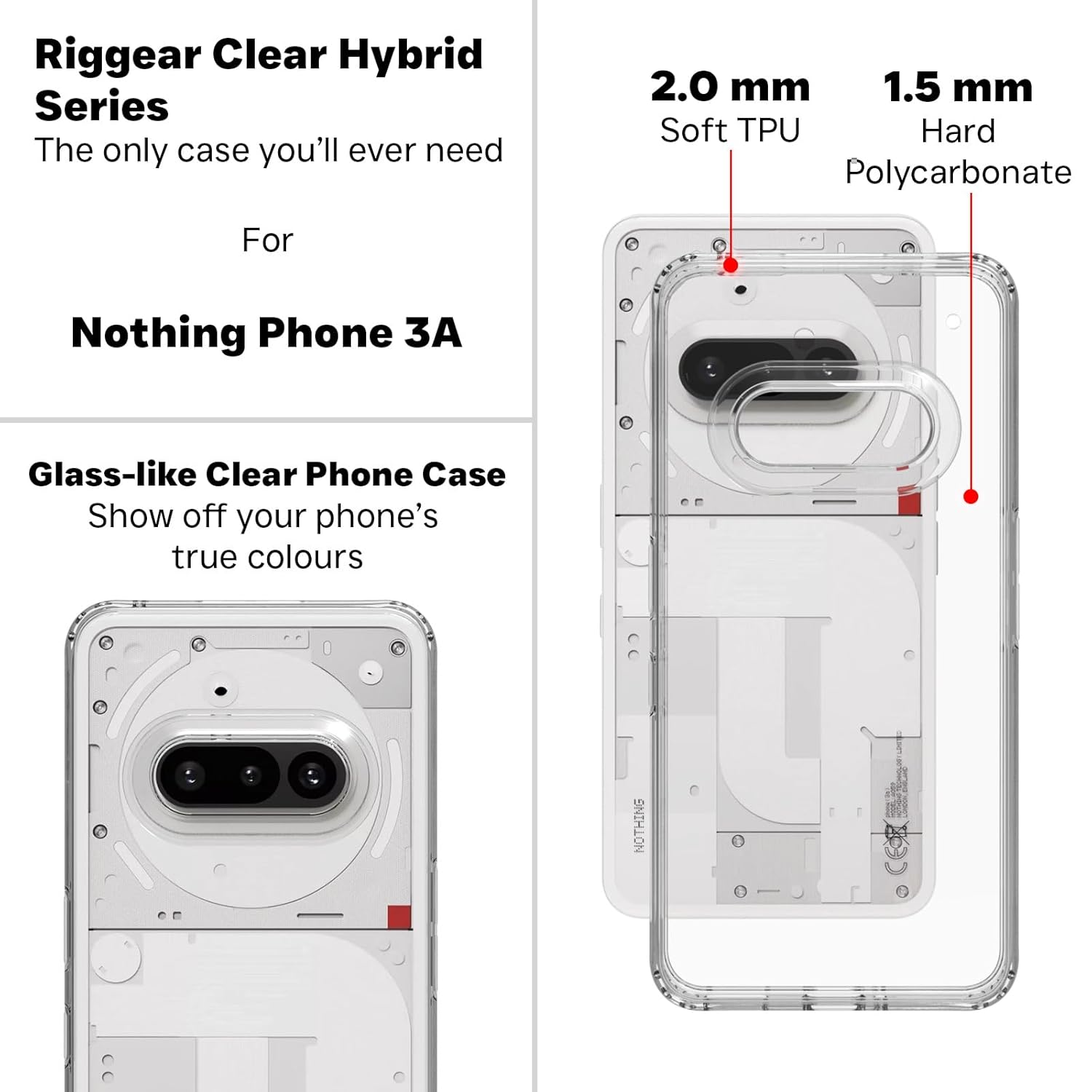 Nothing Phone 3a Back Cover Case | Clear Hybrid - Clear