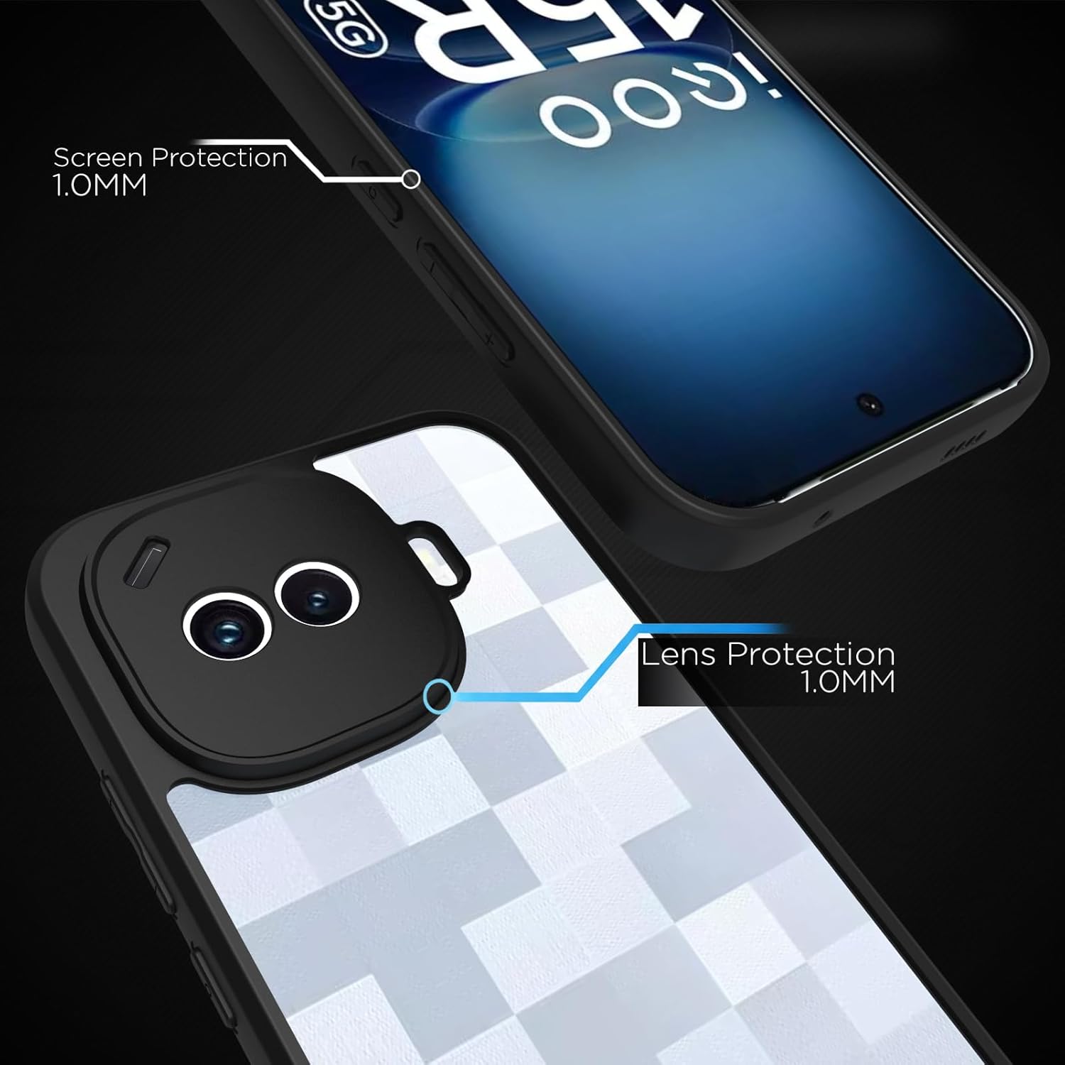 iQOO 15R Back Cover Case | Sleek Hybrid - Clear Black
