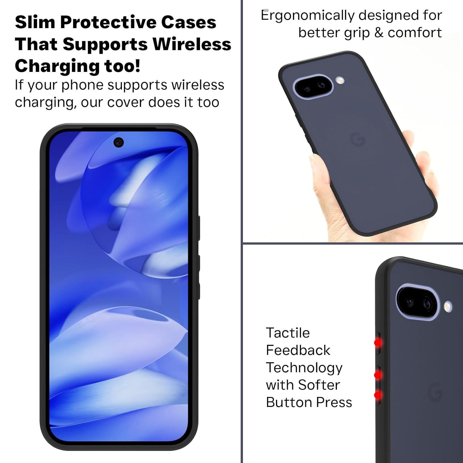 Google Pixel 9a Back Cover Case | Sleek Hybrid - Matte Black