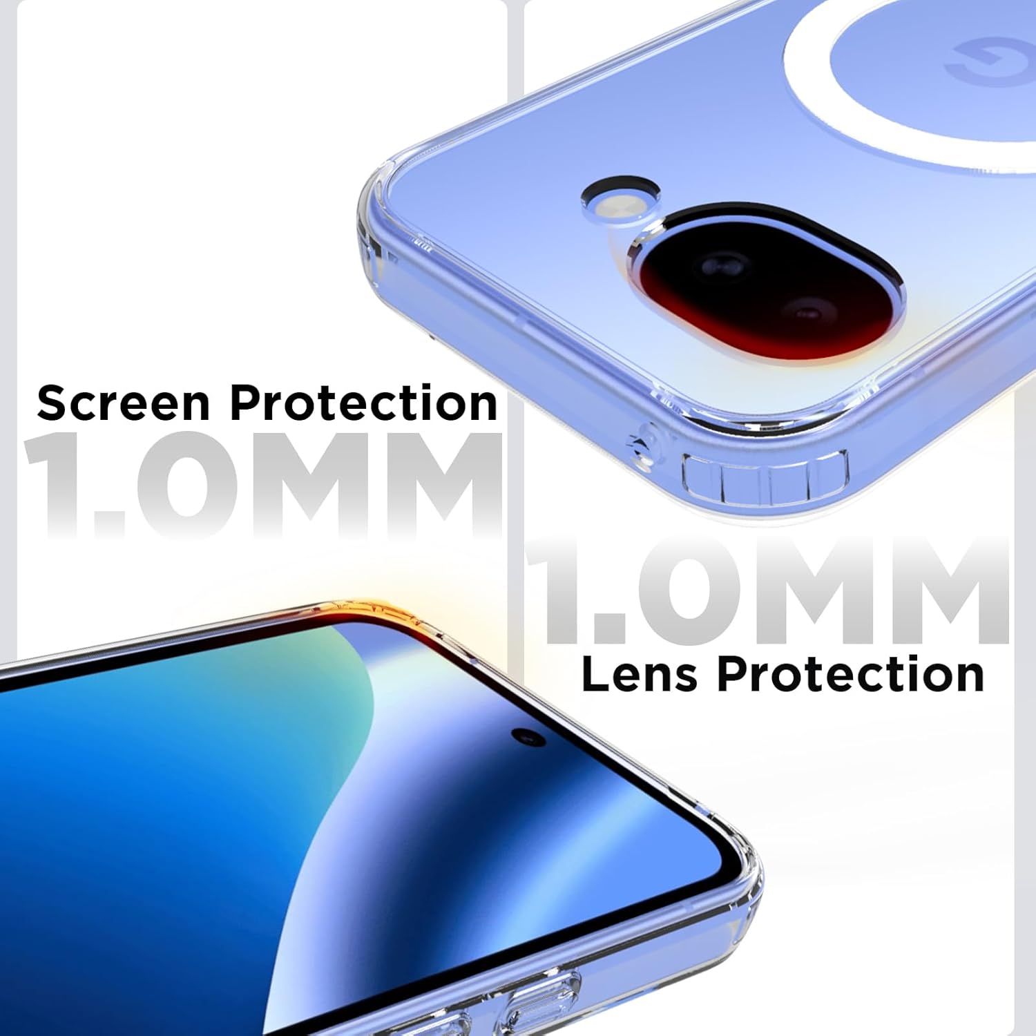 Google Pixel 10a Back Cover Case | Clear Hybrid - Clear Black Magnetic